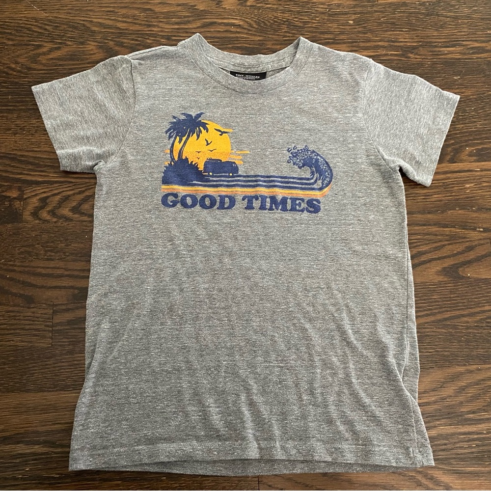 Tiny whales Good Times gray tee size 10